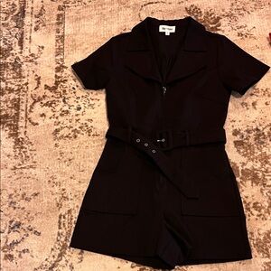 Short Sleeve denim Rompers with Belt by Day & Moon/ Society